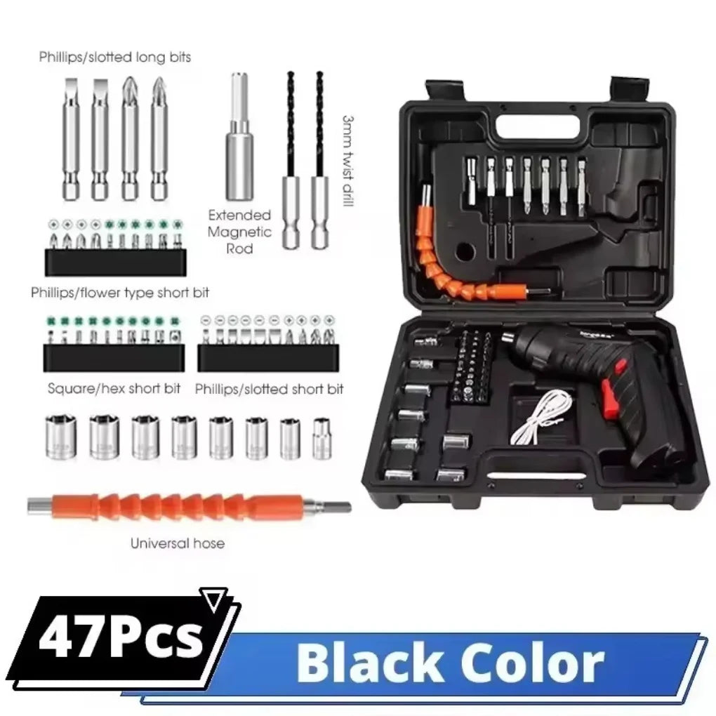 Parafusadeira Elétrica – Kit Completo com 47 Peças