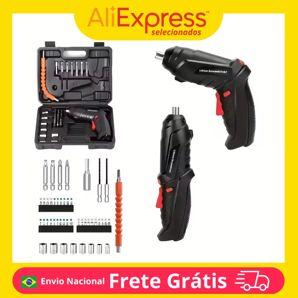 Parafusadeira Elétrica – Kit Completo com 47 Peças
